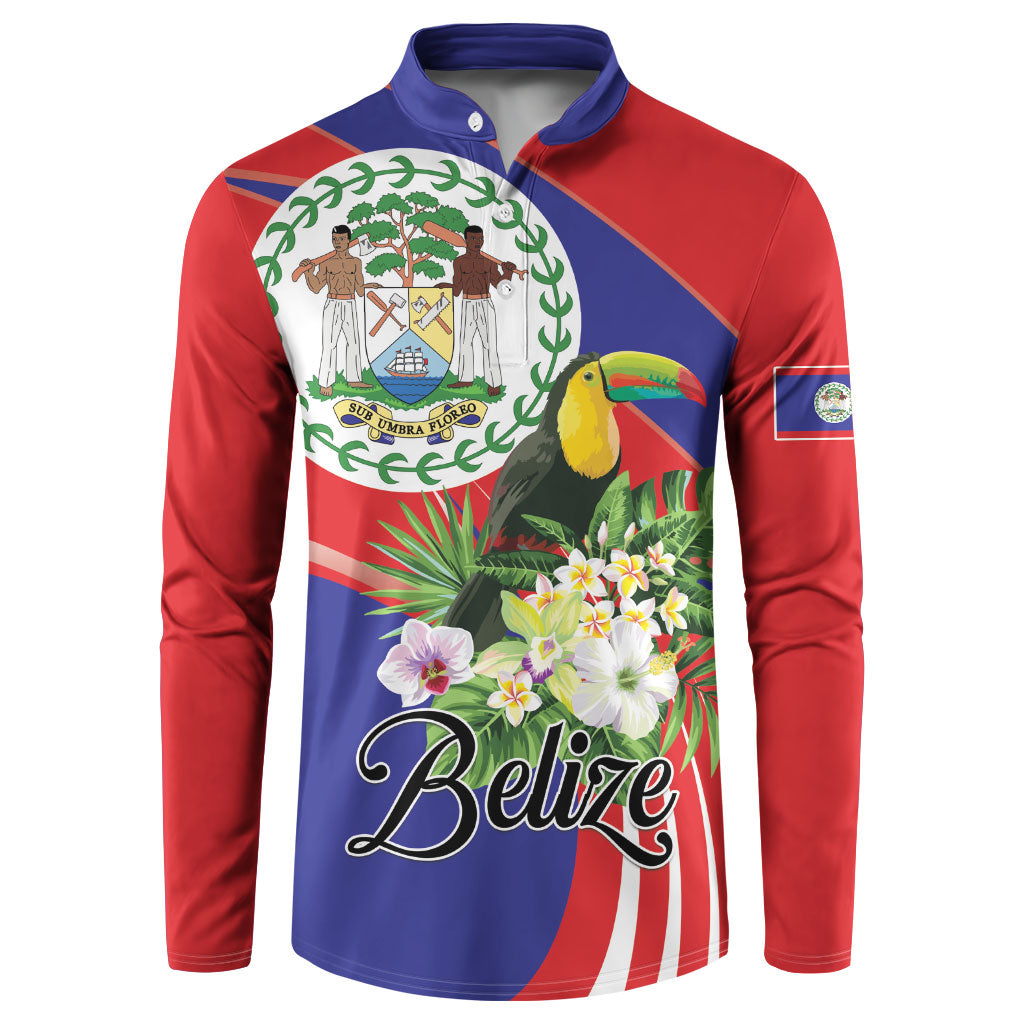 Personalized Belize Toucan Tropical Button Sweatshirt Happy Independence Day
