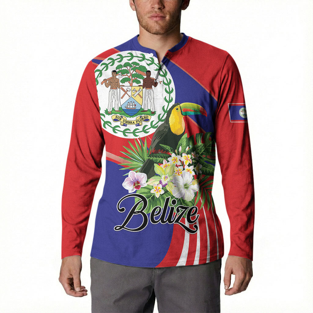 Personalized Belize Toucan Tropical Button Sweatshirt Happy Independence Day