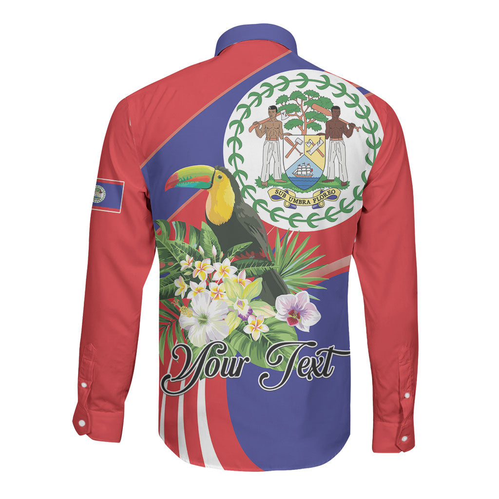 Personalized Belize Toucan Tropical Long Sleeve Button Shirt Happy Independence Day