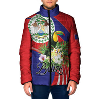 Personalized Belize Toucan Tropical Padded Jacket Happy Independence Day