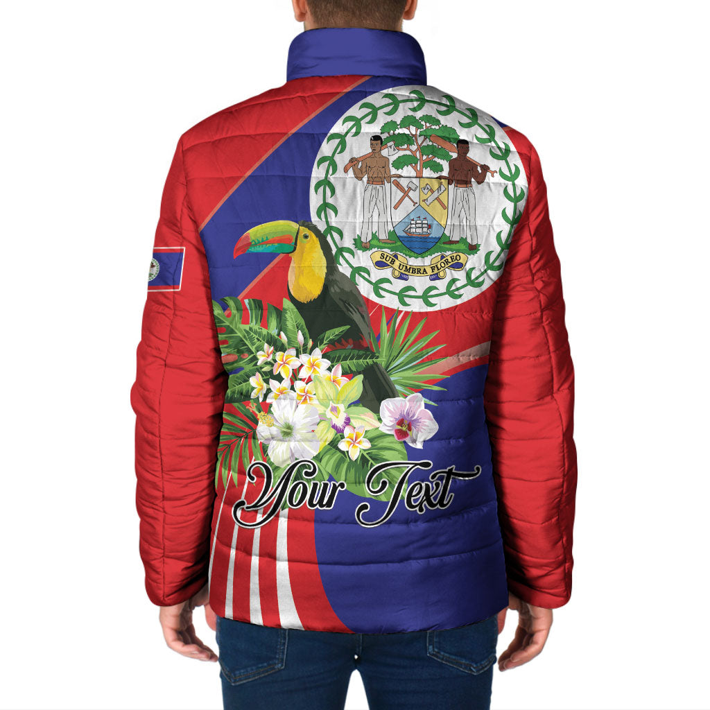 Personalized Belize Toucan Tropical Padded Jacket Happy Independence Day