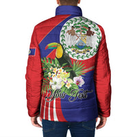 Personalized Belize Toucan Tropical Padded Jacket Happy Independence Day