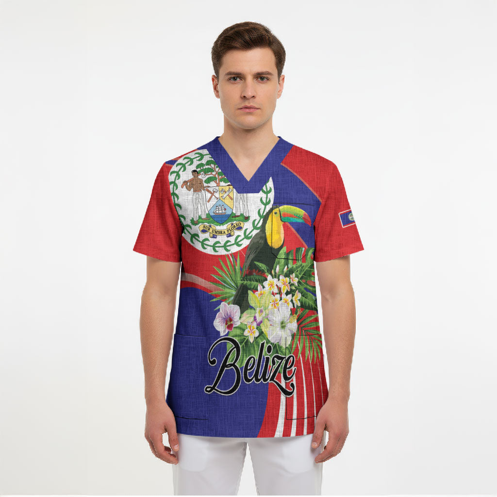 Personalized Belize Toucan Tropical Scrub Top Happy Independence Day