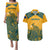 Australia Rugby Couples Matching Puletasi Dress and Hawaiian Shirt Wallabies Aboriginal Pattern - Wonder Print Shop