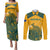 Australia Rugby Couples Matching Puletasi Dress and Long Sleeve Button Shirts Wallabies Aboriginal Pattern - Wonder Print Shop