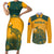 Australia Rugby Couples Matching Short Sleeve Bodycon Dress and Long Sleeve Button Shirts Wallabies Aboriginal Pattern - Wonder Print Shop