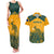 Australia Rugby Couples Matching Tank Maxi Dress and Hawaiian Shirt Wallabies Aboriginal Pattern - Wonder Print Shop