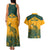 Australia Rugby Couples Matching Tank Maxi Dress and Hawaiian Shirt Wallabies Aboriginal Pattern - Wonder Print Shop