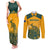 Australia Rugby Couples Matching Tank Maxi Dress and Long Sleeve Button Shirts Wallabies Aboriginal Pattern - Wonder Print Shop