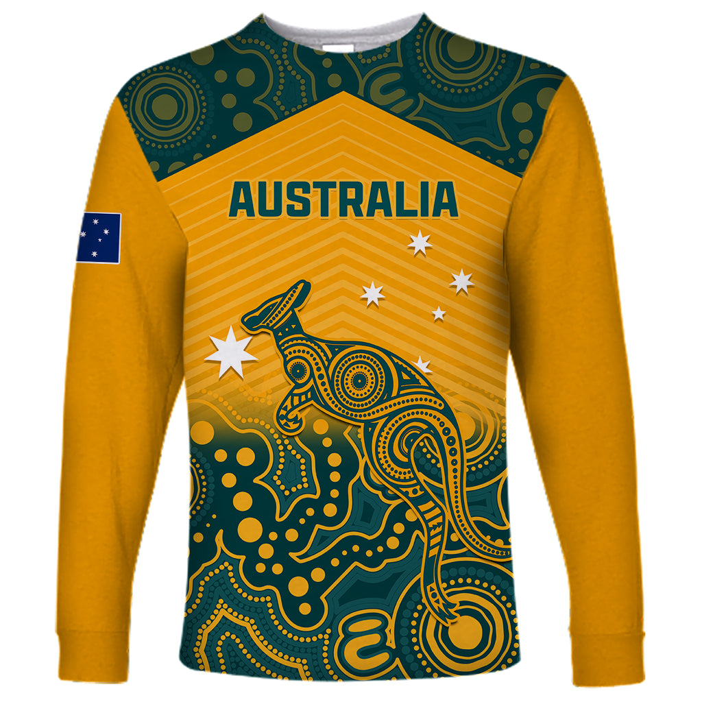 Australia Rugby Long Sleeve Shirt Wallabies Aboriginal Pattern - Wonder Print Shop