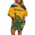 Australia Rugby Off Shoulder Short Dress Wallabies Aboriginal Pattern - Wonder Print Shop