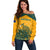 Australia Rugby Off Shoulder Sweater Wallabies Aboriginal Pattern - Wonder Print Shop