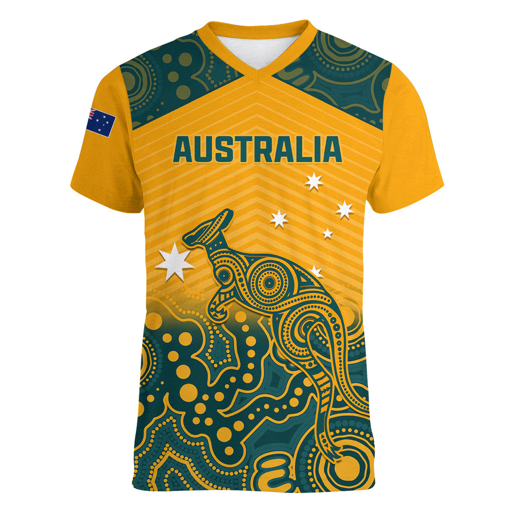 australia-rugby-women-v-neck-t-shirt-wallabies-aboriginal-pattern