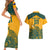 Custom Australia Rugby Couples Matching Short Sleeve Bodycon Dress and Hawaiian Shirt Wallabies Aboriginal Pattern - Wonder Print Shop