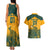 Custom Australia Rugby Couples Matching Tank Maxi Dress and Hawaiian Shirt Wallabies Aboriginal Pattern - Wonder Print Shop