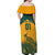 Custom Australia Rugby Off Shoulder Maxi Dress Wallabies Aboriginal Pattern - Wonder Print Shop