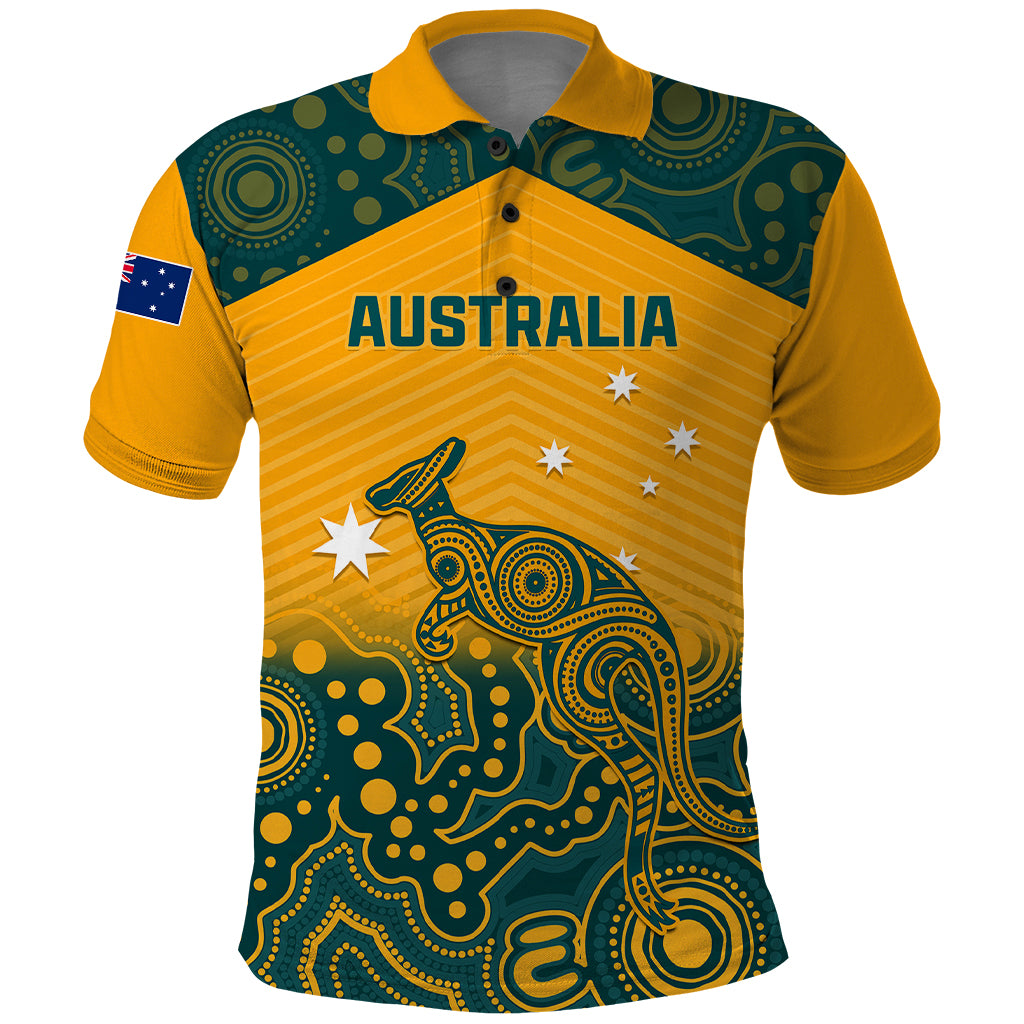 Custom Australia Rugby Polo Shirt Wallabies Aboriginal Pattern - Wonder Print Shop