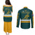 Australia Rugby Couples Matching Puletasi Dress and Long Sleeve Button Shirts Wallabies Go 2023 World Cup - Wonder Print Shop