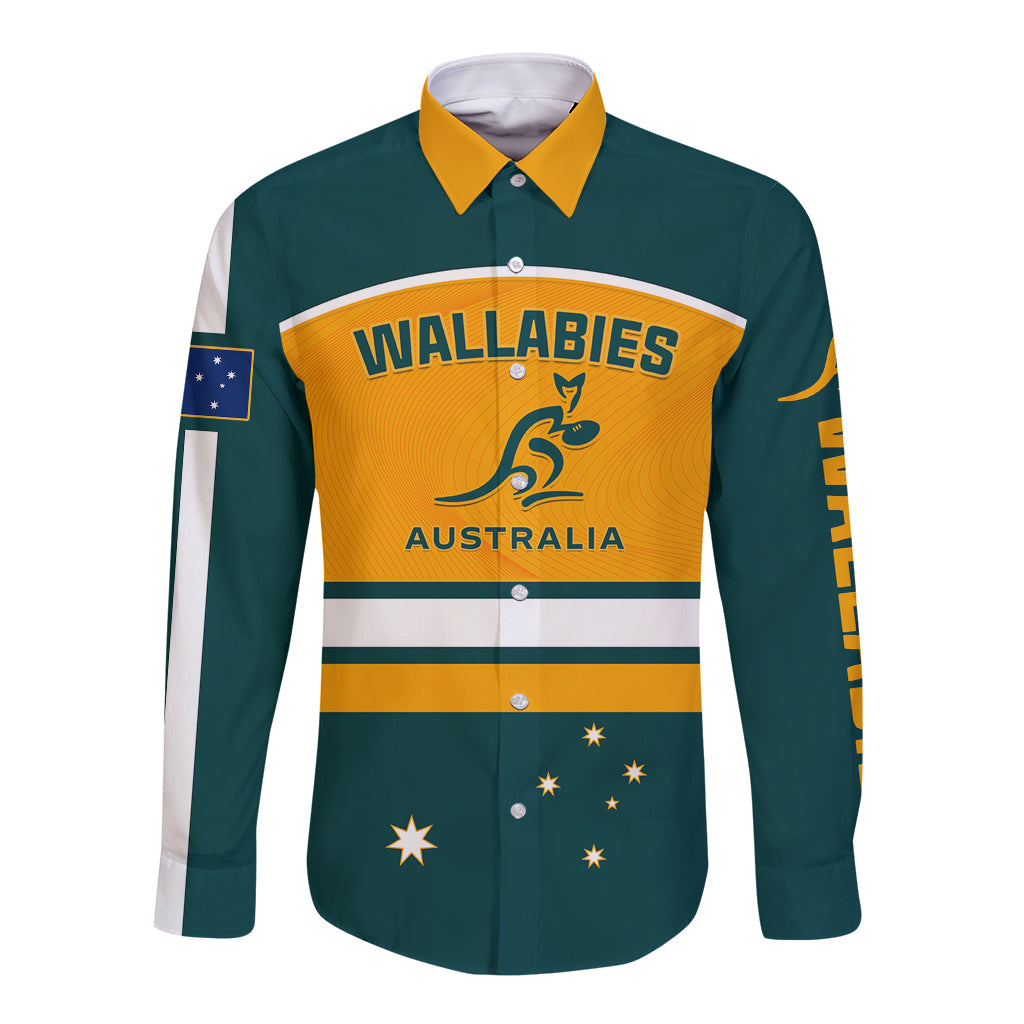 Australia Rugby Long Sleeve Button Shirt Wallabies Go 2023 World Cup - Wonder Print Shop