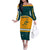 Australia Rugby Off The Shoulder Long Sleeve Dress Wallabies Go 2023 World Cup - Wonder Print Shop