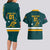 Custom Australia Rugby Couples Matching Long Sleeve Bodycon Dress and Hawaiian Shirt Wallabies Go 2023 World Cup - Wonder Print Shop