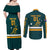 Custom Australia Rugby Couples Matching Off Shoulder Maxi Dress and Long Sleeve Button Shirts Wallabies Go 2023 World Cup - Wonder Print Shop