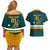 Custom Australia Rugby Couples Matching Off Shoulder Short Dress and Hawaiian Shirt Wallabies Go 2023 World Cup - Wonder Print Shop