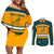 Custom Australia Rugby Couples Matching Off Shoulder Short Dress and Long Sleeve Button Shirts Wallabies Go 2023 World Cup - Wonder Print Shop