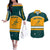 Custom Australia Rugby Couples Matching Off The Shoulder Long Sleeve Dress and Hawaiian Shirt Wallabies Go 2023 World Cup - Wonder Print Shop