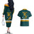 Custom Australia Rugby Couples Matching Off The Shoulder Long Sleeve Dress and Hawaiian Shirt Wallabies Go 2023 World Cup - Wonder Print Shop