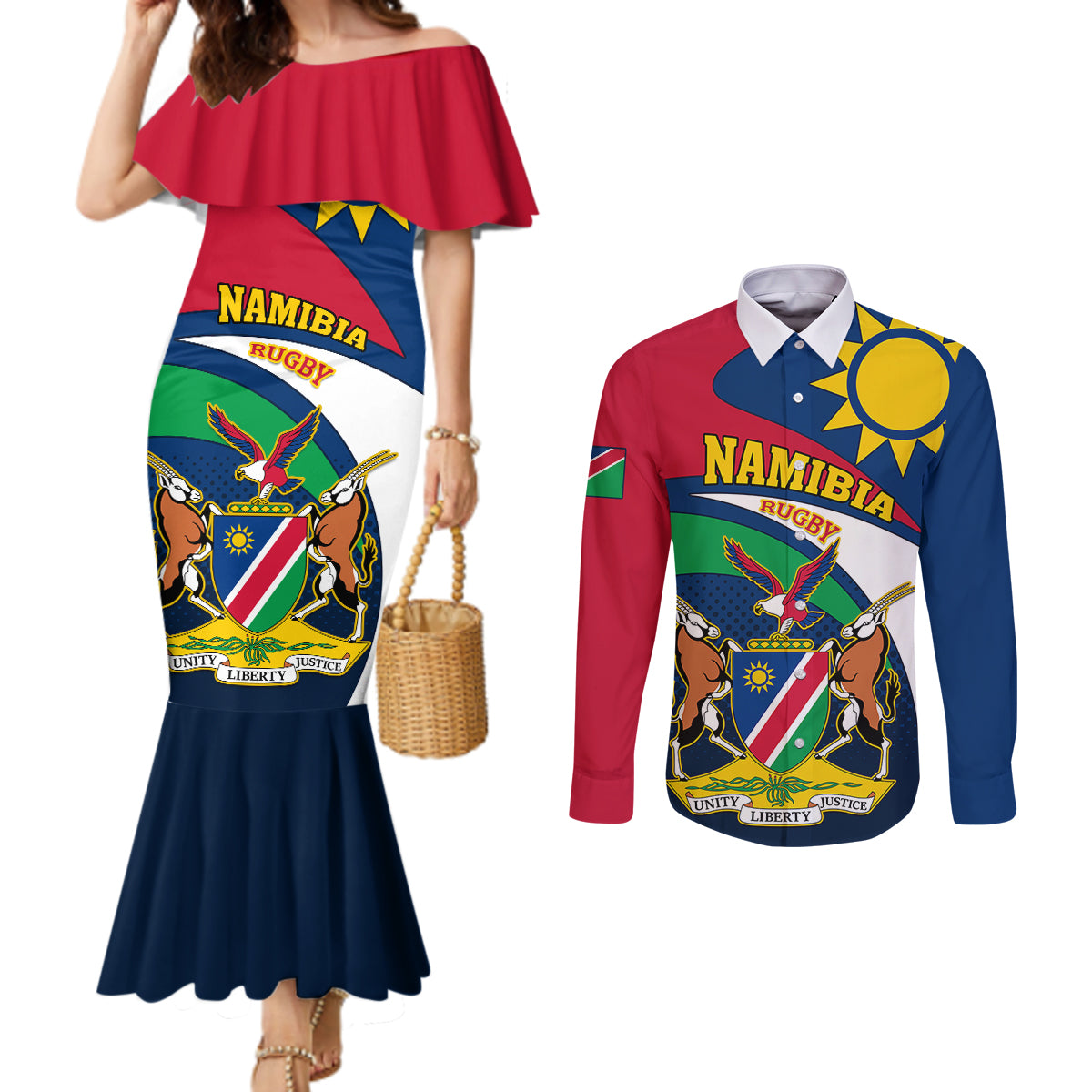 namibia-rugby-couples-matching-mermaid-dress-and-long-sleeve-button-shirts-welwitschias-go-2023-world-cup