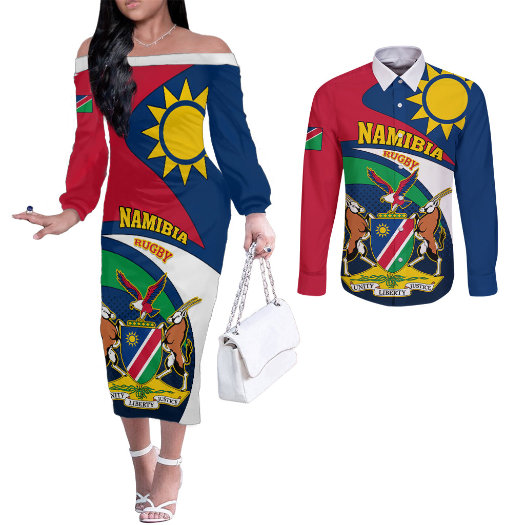 namibia-rugby-couples-matching-off-the-shoulder-long-sleeve-dress-and-long-sleeve-button-shirts-welwitschias-go-2023-world-cup