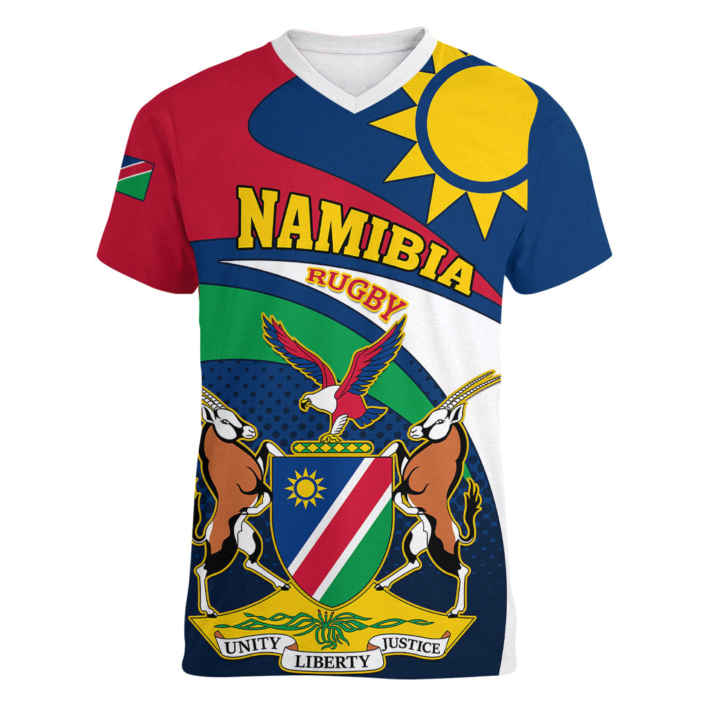 Namibia Rugby Women V Neck T Shirt Welwitschias Go 2023 World Cup - Wonder Print Shop