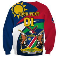 Rugby sweatshirt back with graphic, 'YOUR TEXT' and 01, colorblock sleeves