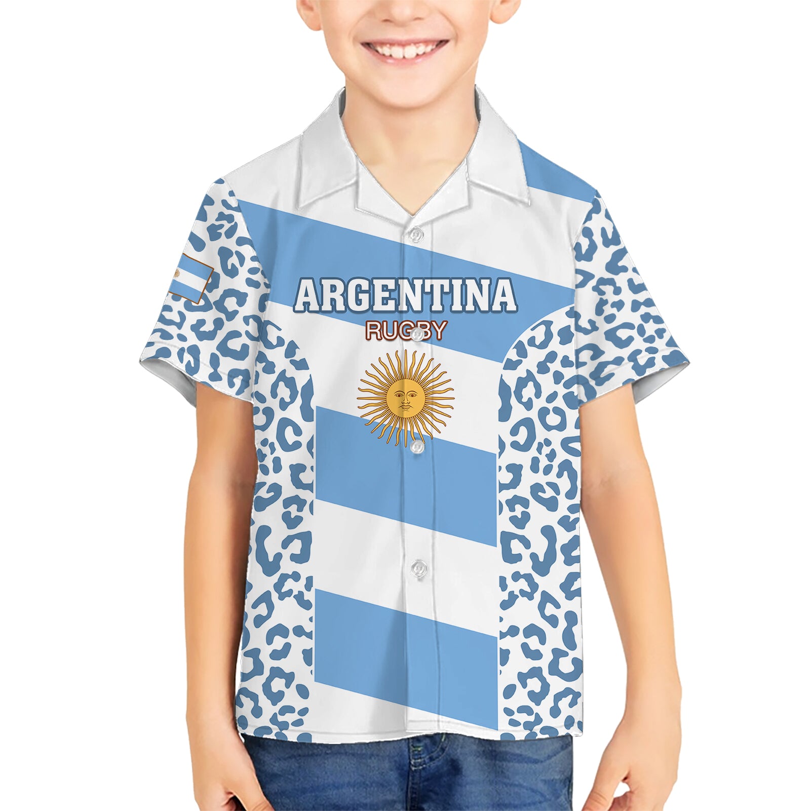 Argentina Rugby Kid Hawaiian Shirt Los Pumas Go 2023 World Cup - Wonder Print Shop