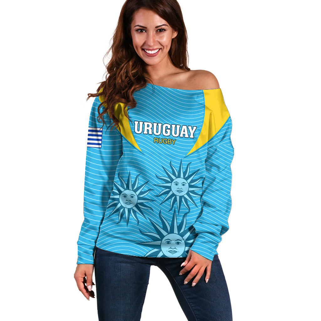 Uruguay Rugby Off Shoulder Sweater Los Teros Go 2023 World Cup - Wonder Print Shop