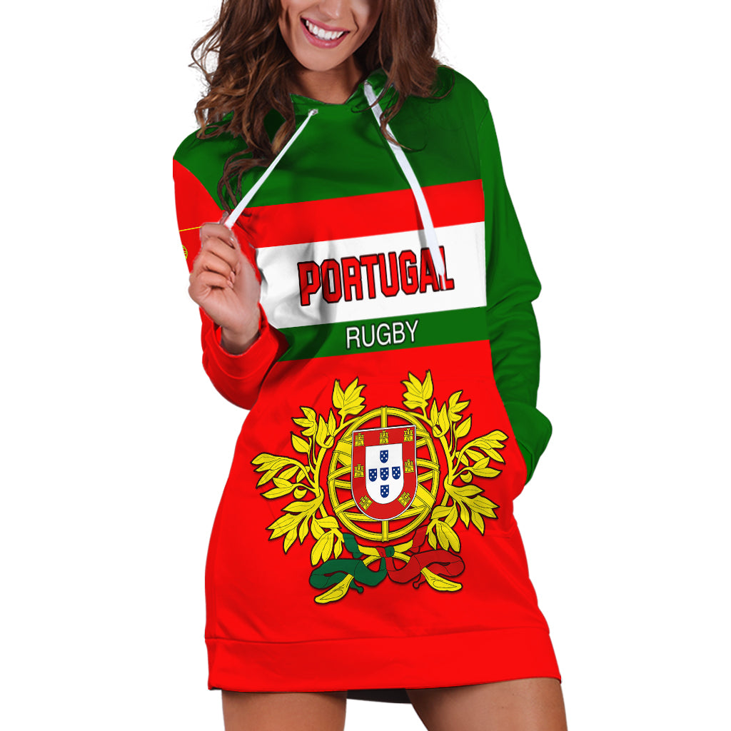 Portugal Rugby Hoodie Dress Os Lobos Go 2023 World Cup - Wonder Print Shop