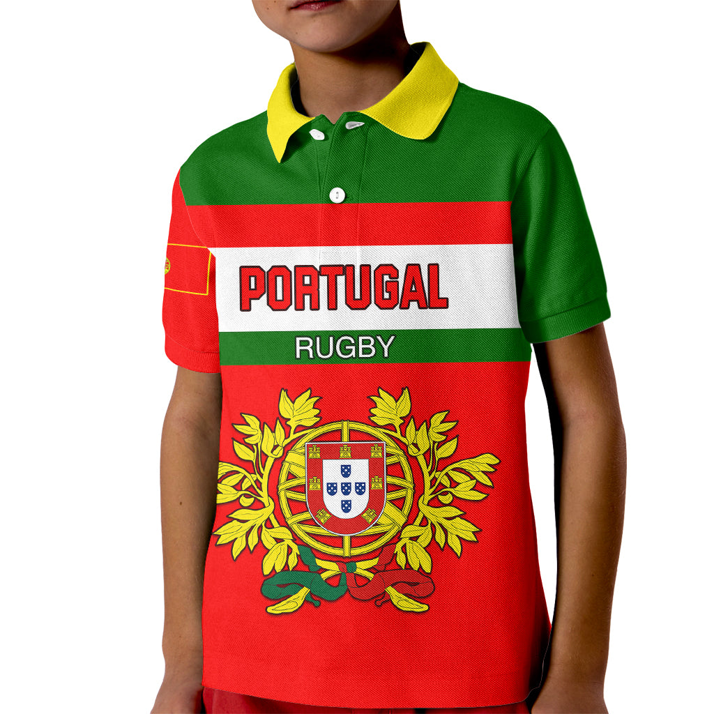 Portugal Rugby Kid Polo Shirt Os Lobos Go 2023 World Cup - Wonder Print Shop