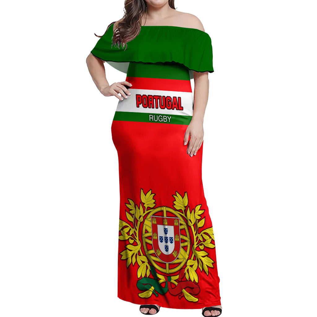 Portugal Rugby Off Shoulder Maxi Dress Os Lobos Go 2023 World Cup - Wonder Print Shop