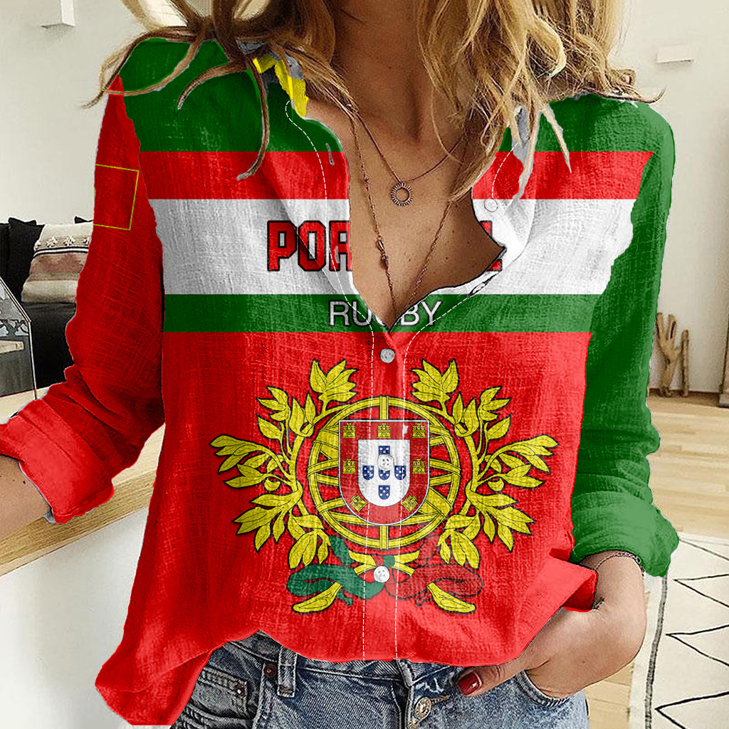 Portugal Rugby Women Casual Shirt Os Lobos Go 2023 World Cup - Wonder Print Shop