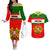 Custom Portugal Rugby Couples Matching Off The Shoulder Long Sleeve Dress and Hawaiian Shirt Os Lobos Go 2023 World Cup - Wonder Print Shop