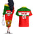 Custom Portugal Rugby Couples Matching Off The Shoulder Long Sleeve Dress and Hawaiian Shirt Os Lobos Go 2023 World Cup - Wonder Print Shop