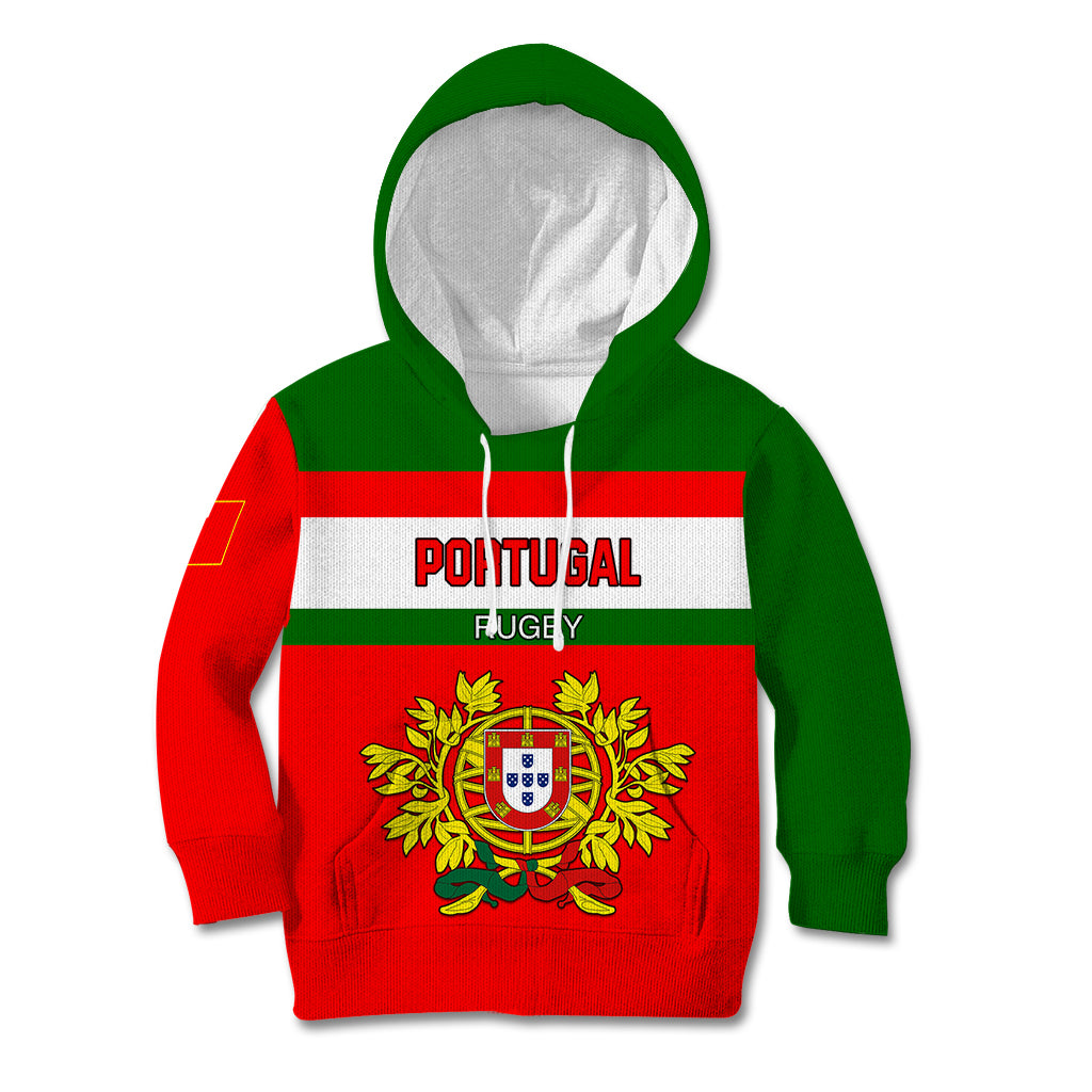 Custom Portugal Rugby Kid Hoodie Os Lobos Go 2023 World Cup - Wonder Print Shop