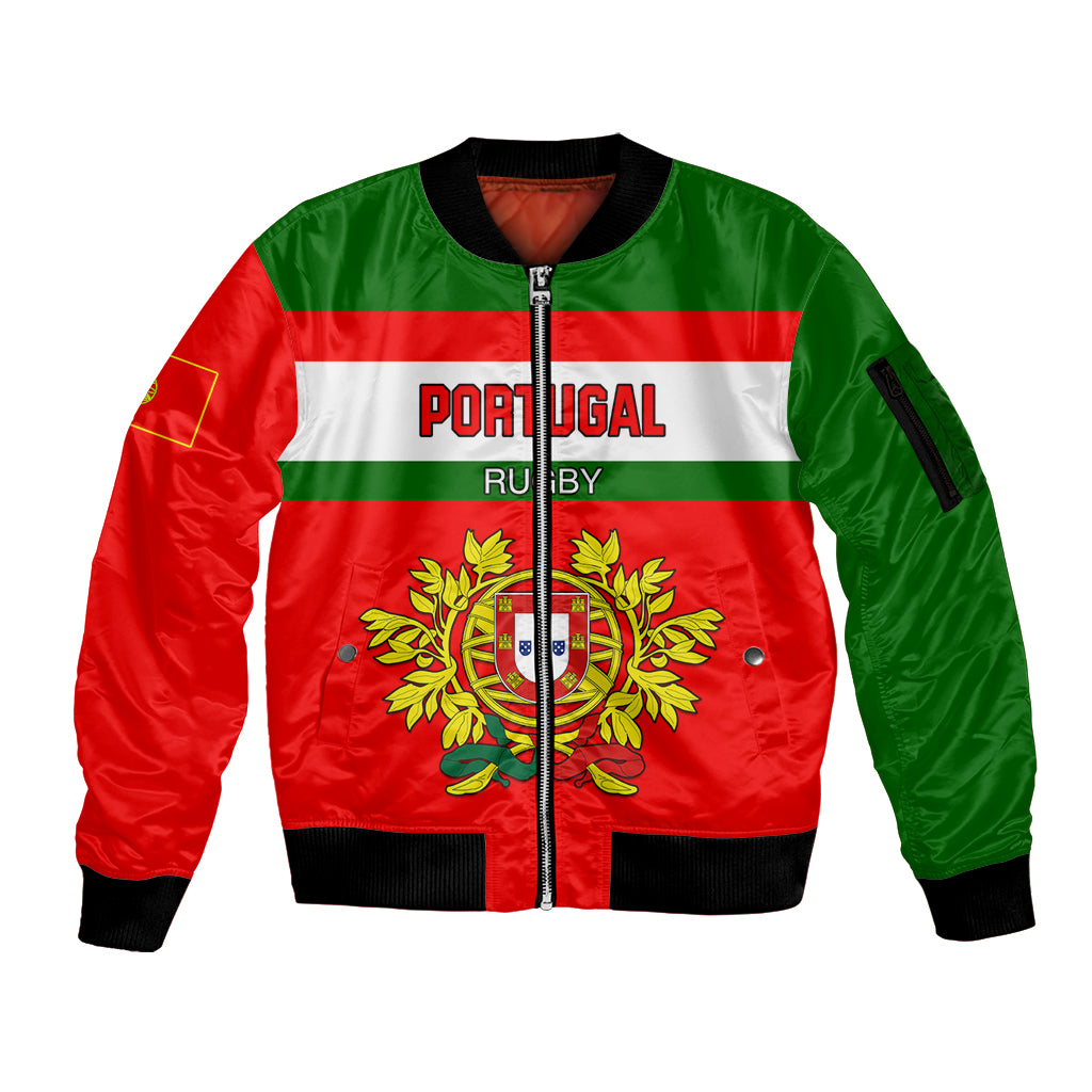 Custom Portugal Rugby Sleeve Zip Bomber Jacket Os Lobos Go 2023 World Cup - Wonder Print Shop