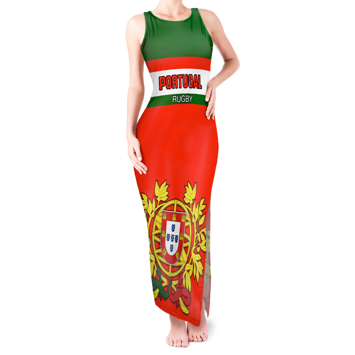 Custom Portugal Rugby Tank Maxi Dress Os Lobos Go 2023 World Cup - Wonder Print Shop