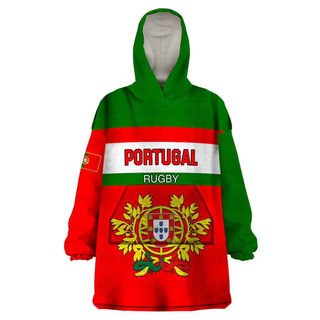 Custom Portugal Rugby Wearable Blanket Hoodie Os Lobos Go 2023 World Cup - Wonder Print Shop