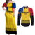 Romania Rugby Couples Matching Off Shoulder Maxi Dress and Long Sleeve Button Shirts Stejarii Go 2023 World Cup - Wonder Print Shop