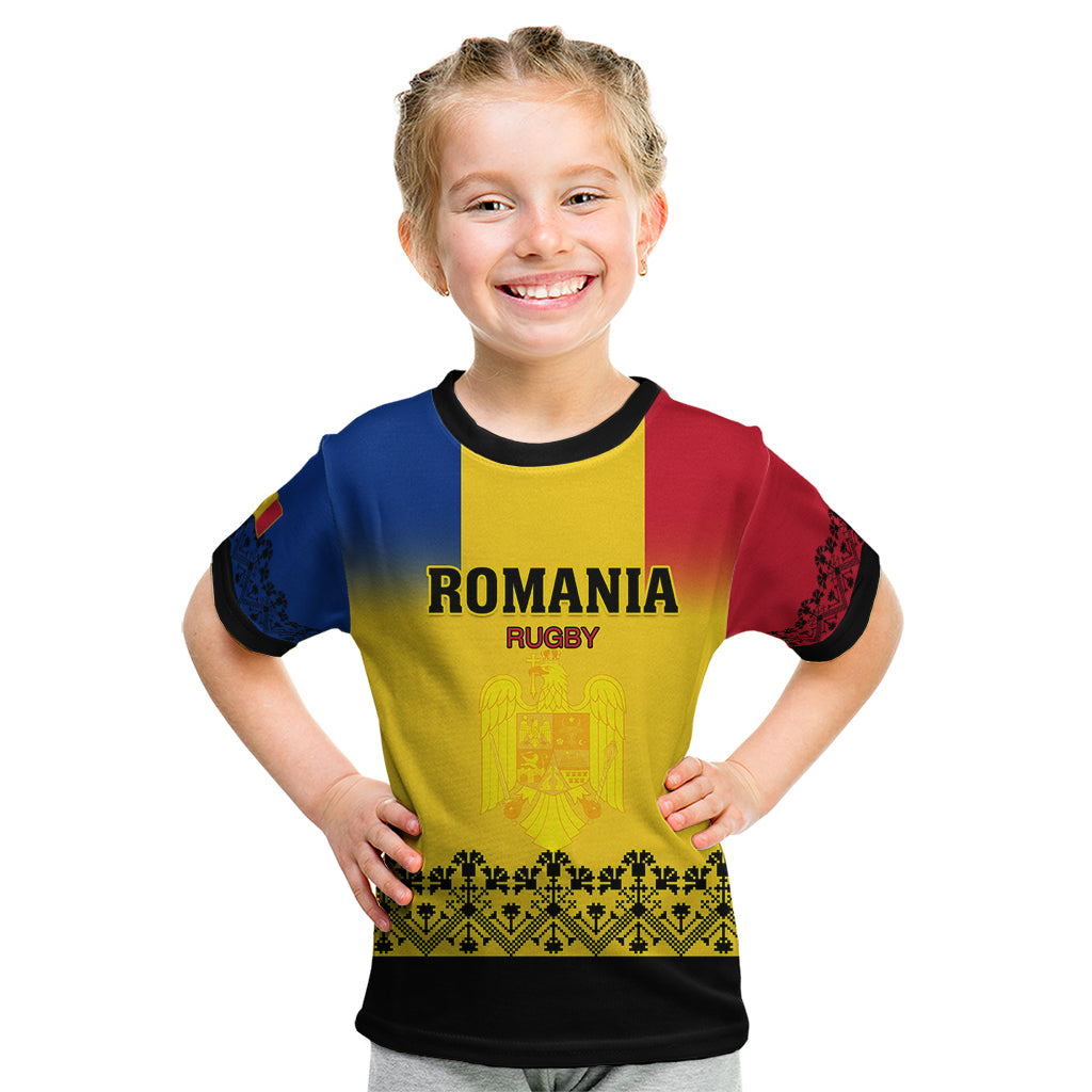 Romania Rugby Kid T Shirt Stejarii Go 2023 World Cup - Wonder Print Shop