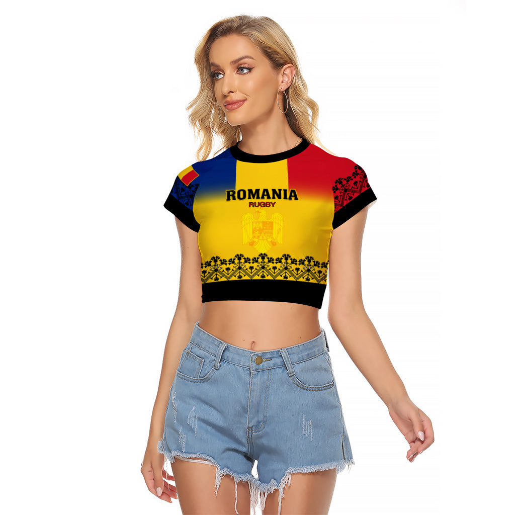 Romania Rugby Raglan Cropped T Shirt Stejarii Go 2023 World Cup - Wonder Print Shop