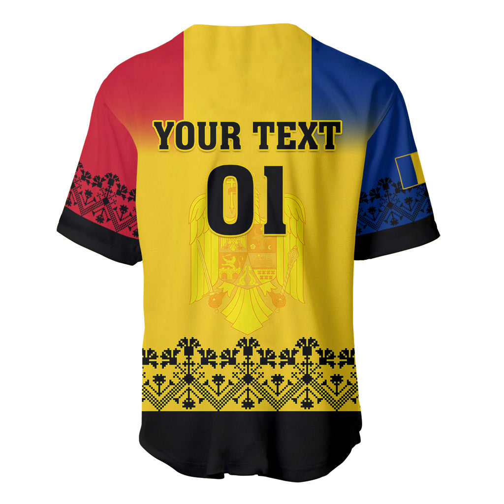 Rugby baseball jersey with yellow back, YOUR TEXT 01 and black patterned hem